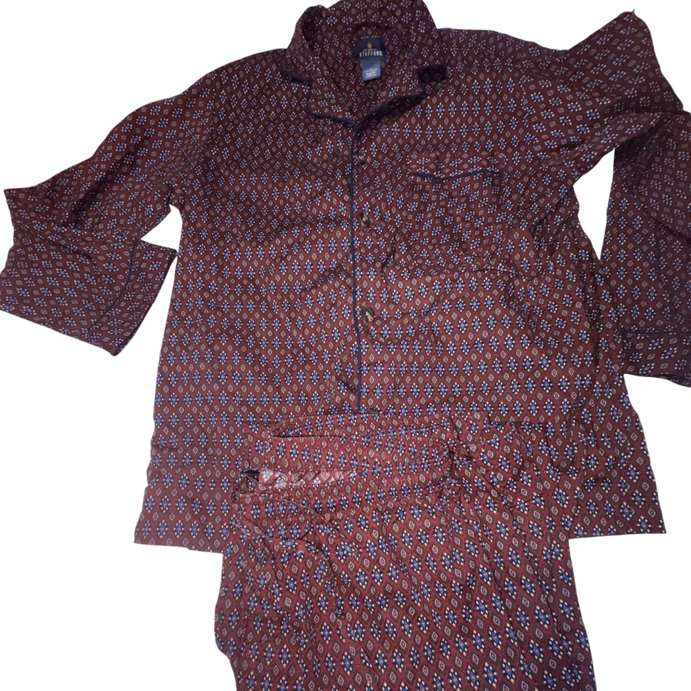 Stratford Men’s Pajama Set cotton blend Button top Pants size large